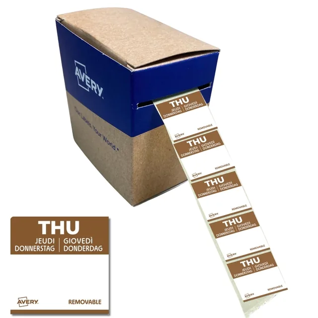 Etiket Avery HACCP donderdag-bruin 25x25mm 1000st