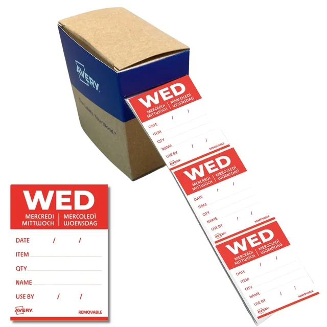 Etiket Avery HACCP woensdag-rood 40x56mm 500st
