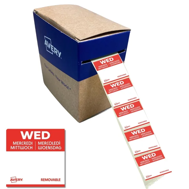 Etiket Avery HACCP woensdag-rood 25x25mm 1000st