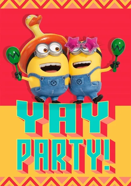 Wenskaart Hallmark uitnodiging Minions 6 stuks