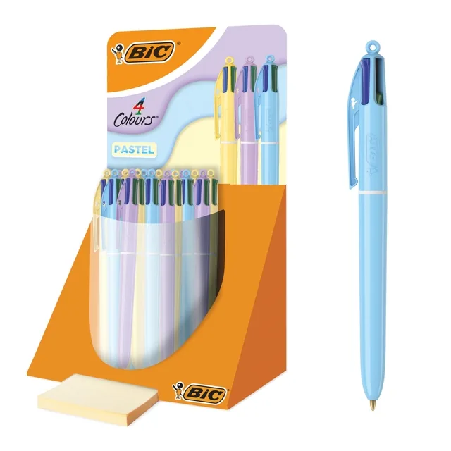 4-Kleuren balpen Bic pastel ass display à 30 stuks