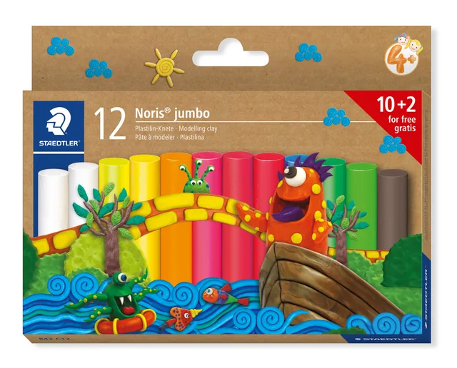 Boetseerklei Staedtler Noris jumbo set 12 kleuren