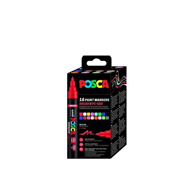 Paintmarker Uni POSCA PC-5BR brushpunt M ass 16st