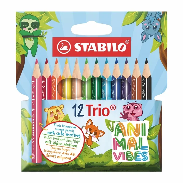 Kleurpotloden STABILO Trio dik Short Animal 12st