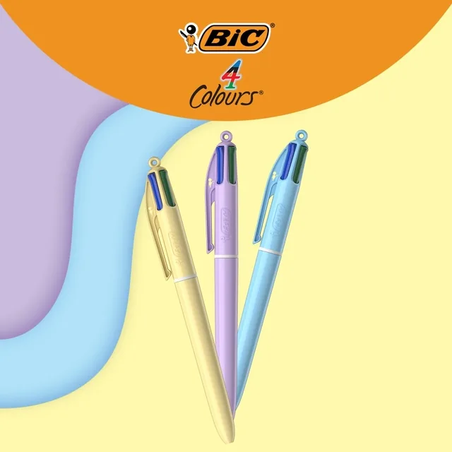 Balpen Bic 4-kleuren M pastel assorti