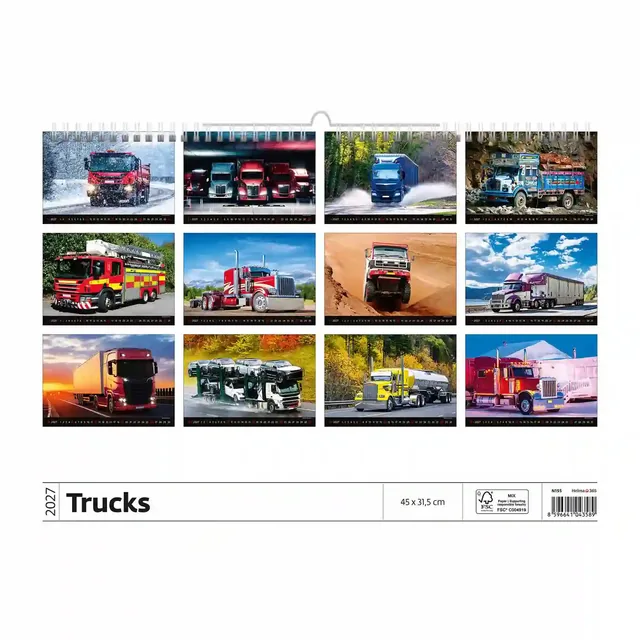 Kalender 2027 Helma 365 31.5x45cm vrachtwagen