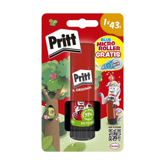 Lijmstift Pritt Stick 43gr + gratis corr. roller