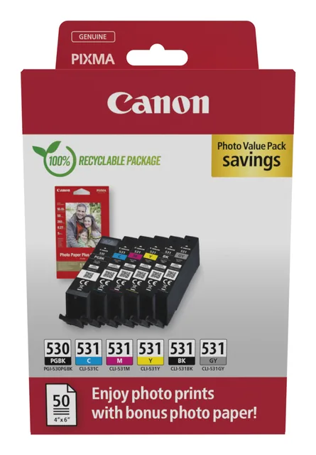 Inktcartridge Canon PGI-530 CLI531 2xzwart+4 kleur