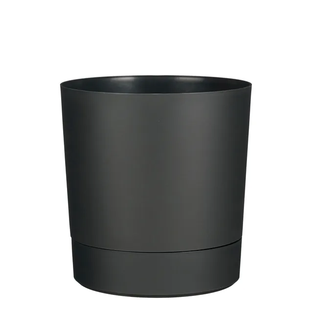 Plantenpot Mica Coco met schotel rond antraciet