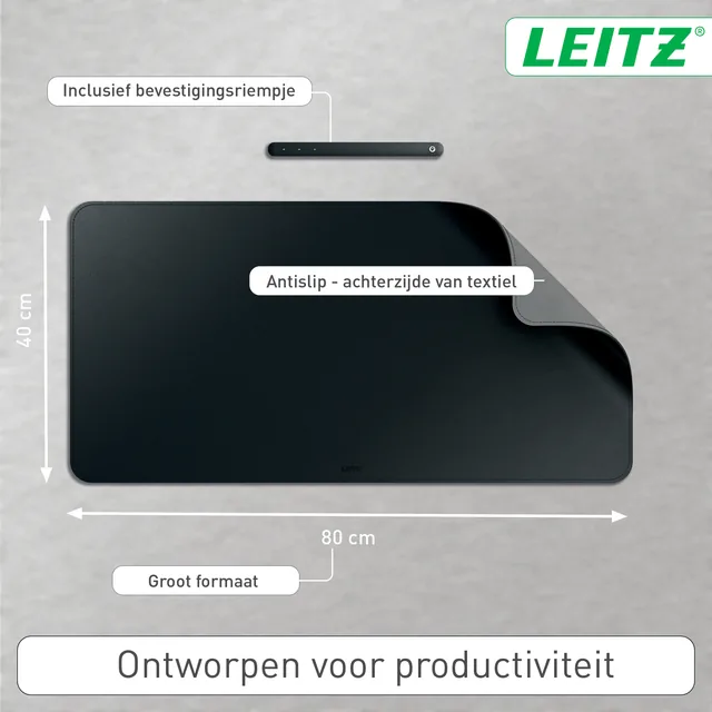 Bureau-onderlegger Leitz 80x40cm zwart