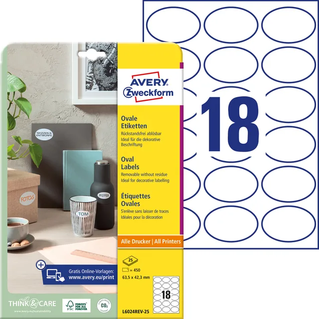 Etiket Avery L6024REV-25 63.5x42.3mm wit 450st