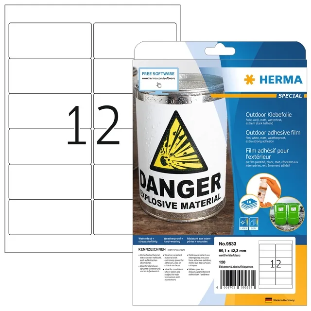 Etiket HERMA 9533 99.1x42.3mm weerbestendig