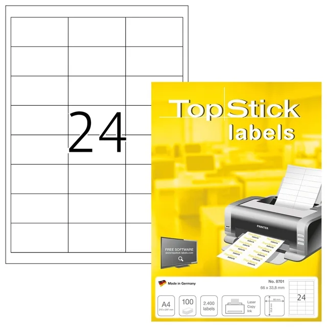 Etiket TopStick 8701 66x33.8mm wit 2400st