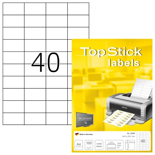 Etiket TopStick 8698 52.5x29.7mm wit 4000st