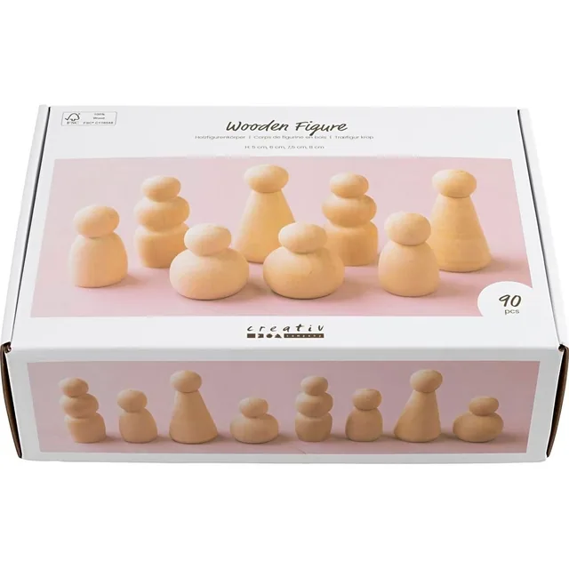 Figuurtjes Creativ Company hout doos 90 stuks