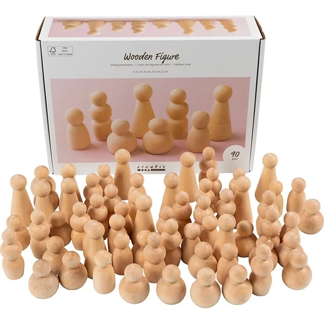 Figuurtjes Creativ Company hout doos 90 stuks