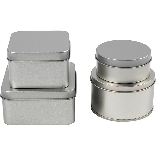 Blikjes Creativ Company set 4 stuks zilver