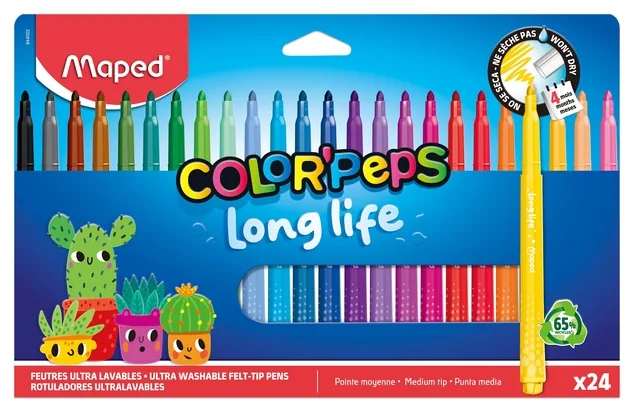 Viltstift Maped ColorPeps Long Life 2.0 24 stuks