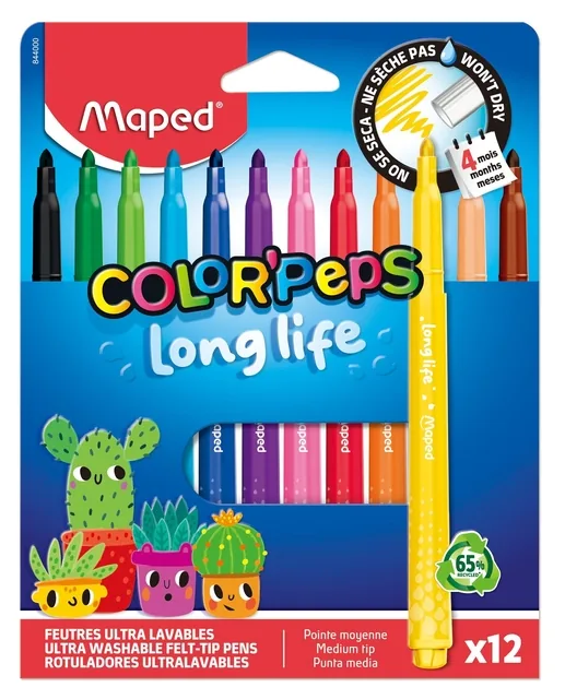 Viltstift Maped ColorPeps Long Life 2.0 12 stuks
