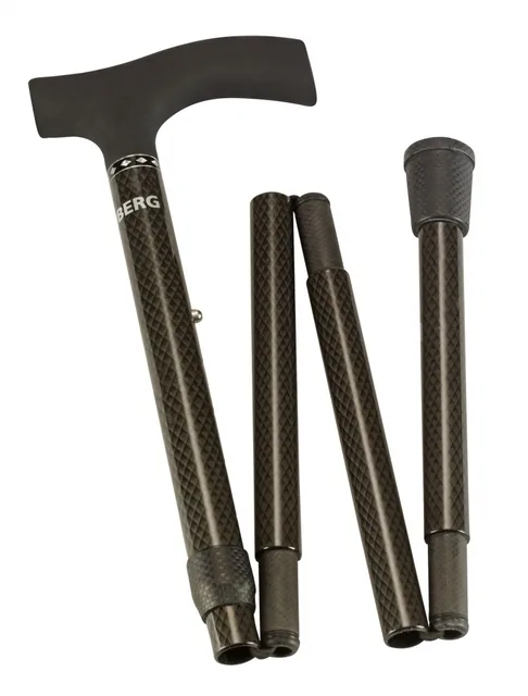 Wandelstok Able2 opvouwb carbon soft recht zwart