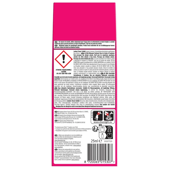Geurstokjes AirWick Kers Framboos 25ml