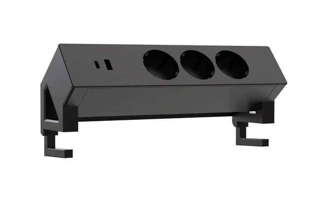 Stekkerdoos Euroseats opbouw 3voudig USB A+C zwart