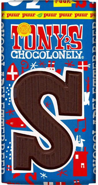 Chocoladeletter Tonys Chocolonely S puur 90 gram