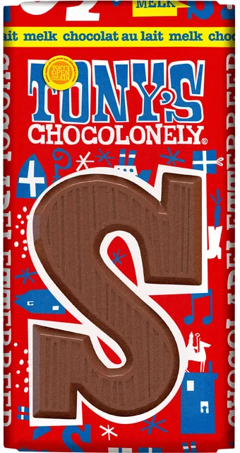 Chocoladeletter Tonys Chocolonely melk S 90 gram