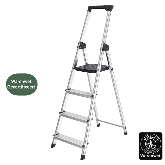 Huishoudtrap BRASQ 4 treden aluminium SLA400 zilv