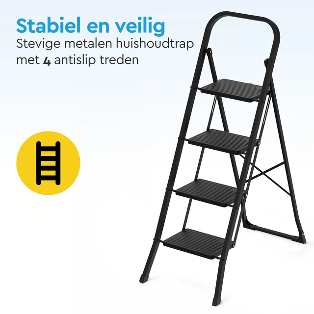 Huishoudtrap BRASQ 4 treden SLM400 zwart