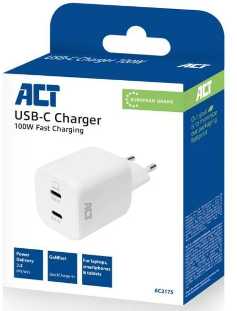 Oplader ACT USBC 100W 2poorts
