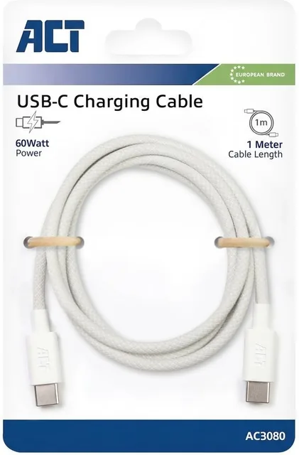 Kabel ACT USBC 60W 1 meter wit