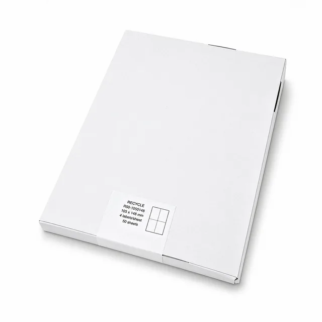 Etiket Rillprint gerecycled 105x148mm wit 200st