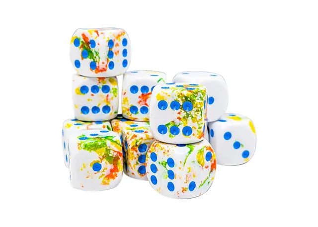 Dobbelsteen Chessex Breezy/blue D6 set à 12 stuks