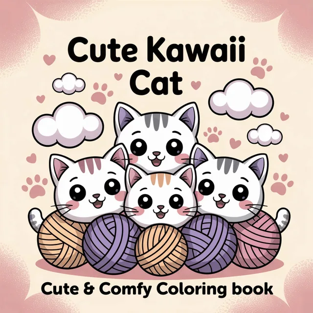 Kleurboek Cute Kawaii Cat