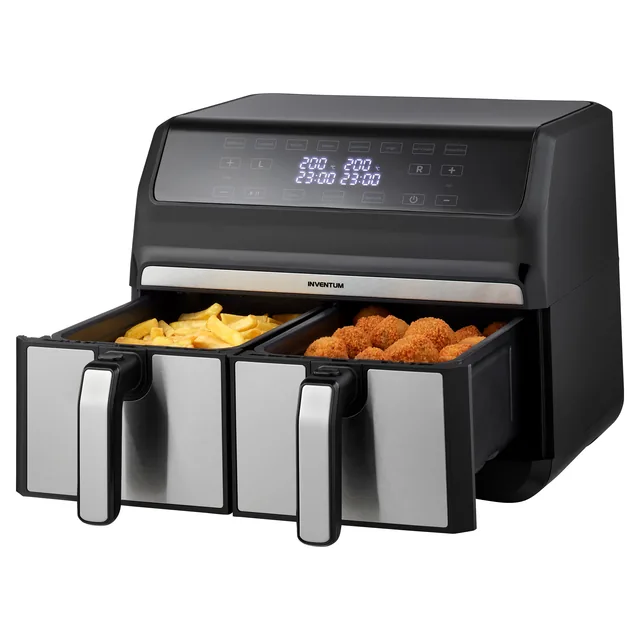 Airfryer Inventum 2x4l 1700w zwart rvs