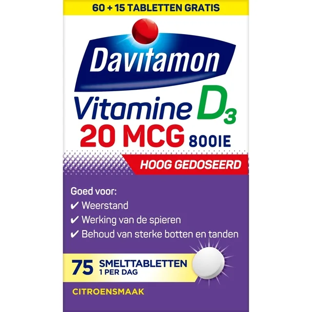 Vitamine D Davitamon Forte 75 smelttabletten