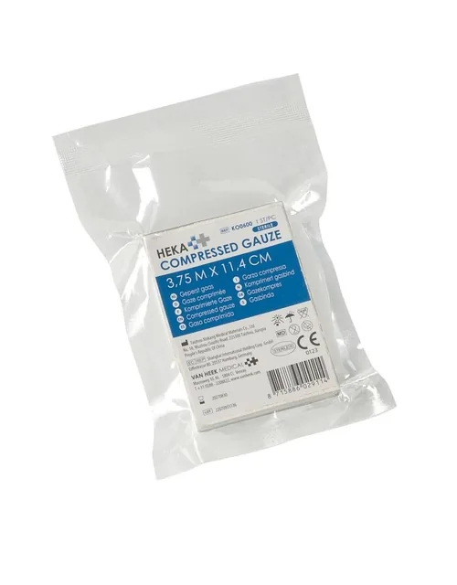 Geperst gaas Heka 3.75x11.4cm steriel