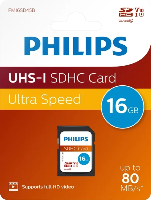 Geheugenkaart Philips Ultra Speed SDHC 16GB