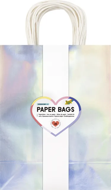 Cadeautas Folia irisierend kraft 24x31x12cm zilver