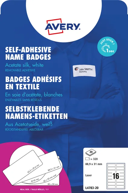 Naambadge Avery L4783-20 88.9x31mm 320st
