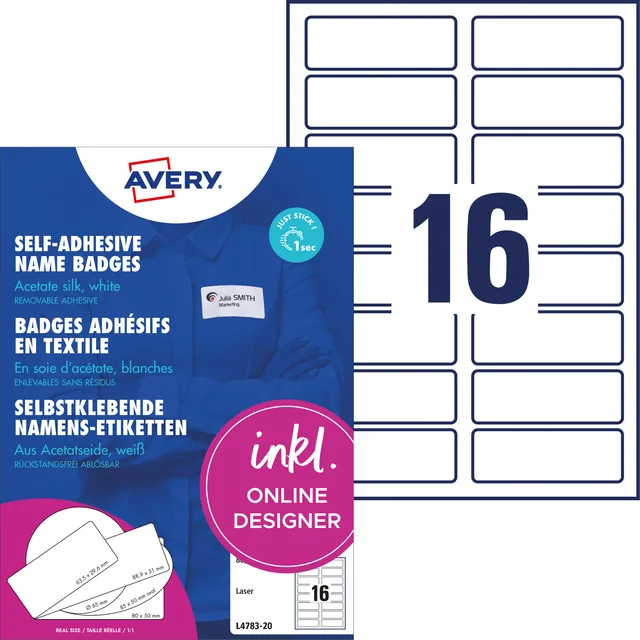 Naambadge Avery L4783-20 88.9x31mm 320st