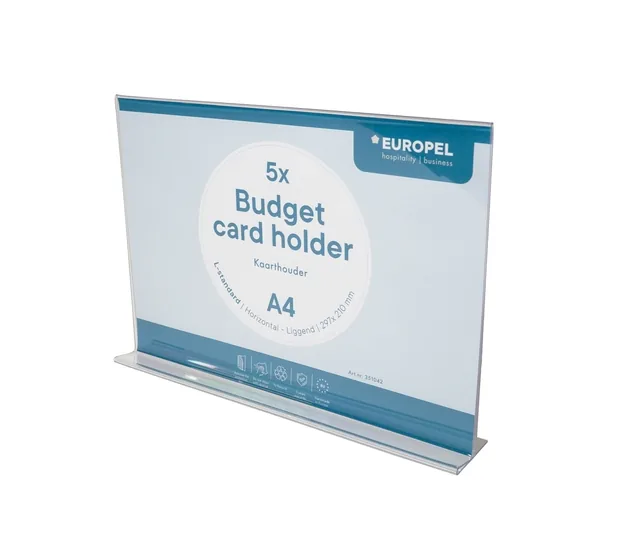 Kaarthouder Europel Budget A4 T-stand liggend 5st