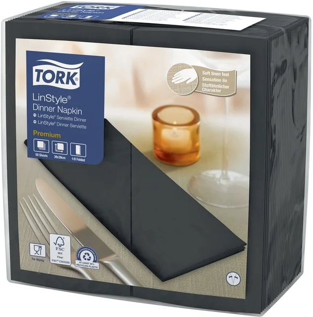 Dinerservet Tork Linstyle Premium zwart 478196