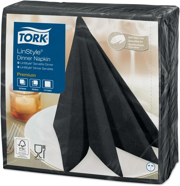 Dinerservet Tork Linstyle Premium zwart 478825