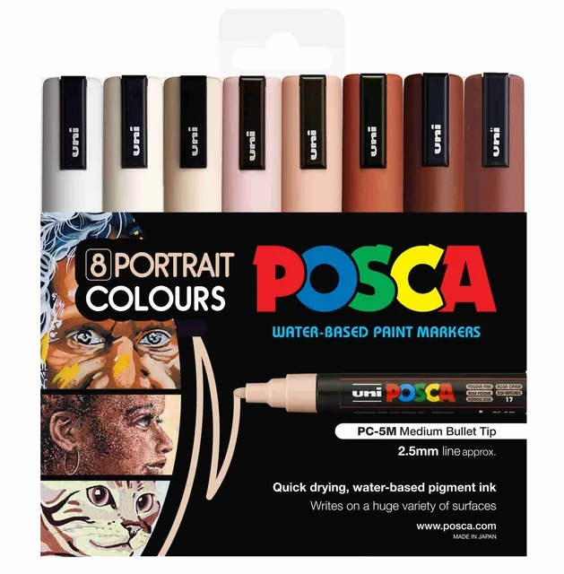 Paintmarker Uni POSCA PC5M 8st portretkleuren