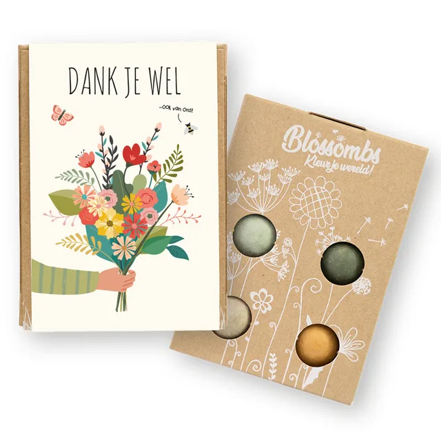 Giftbox Blossombs Dank je wel 4 zaadbommetjes