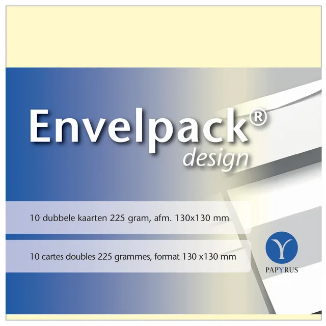 Dubbele kaart Papyrus Envelpack 130x130mm ivoor