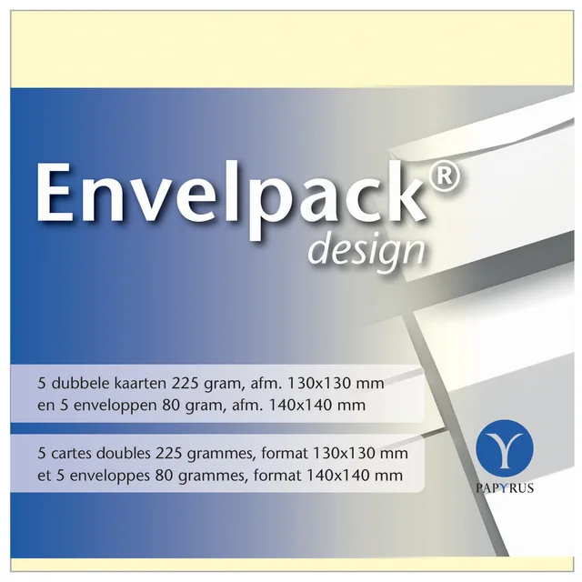 Dubbele kaart Papyrus Envelpack 140x140mm ivoor