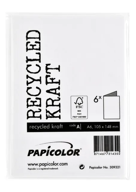 Correspondentiekaart Papi dubbel A6 kraft wit